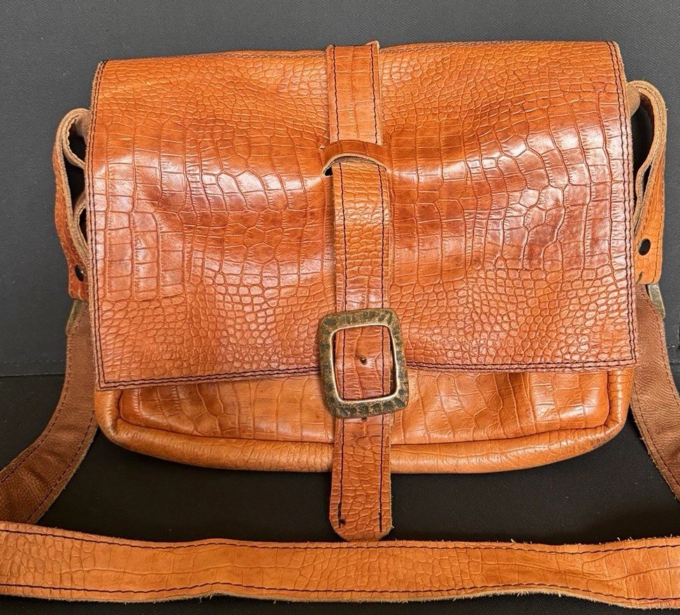 Heavy Brown Real Leather Messenger Bag Crossbody Satchel Vintage Style