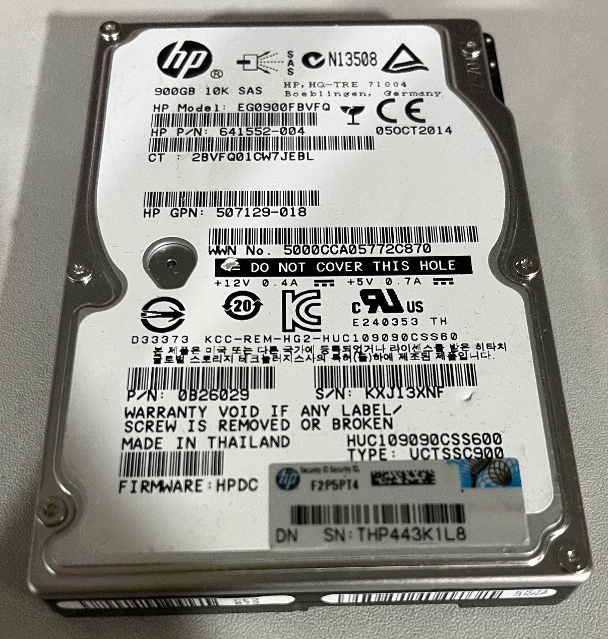 641552-004 HP 900GB 10K 6G SAS SFF HDD (Raw Drive Only - No Tray/Bracket)