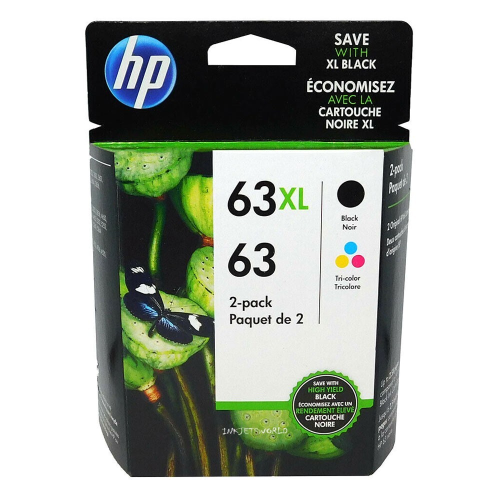 Genuine HP 63XL Black HP 63 Regular Color Ink Cartridges Combo Set Retail Box