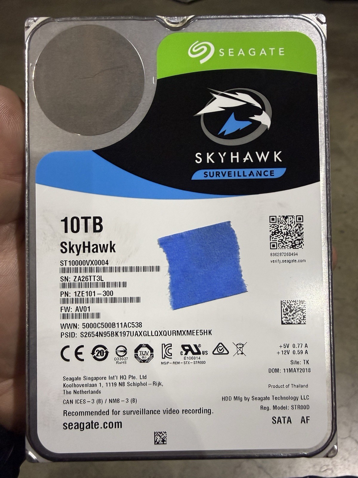 Seagate SkyHawk VS Series 10 TB ST10000VX0004 3.5" HARD DRIVE SATA SURVEILLANCE
