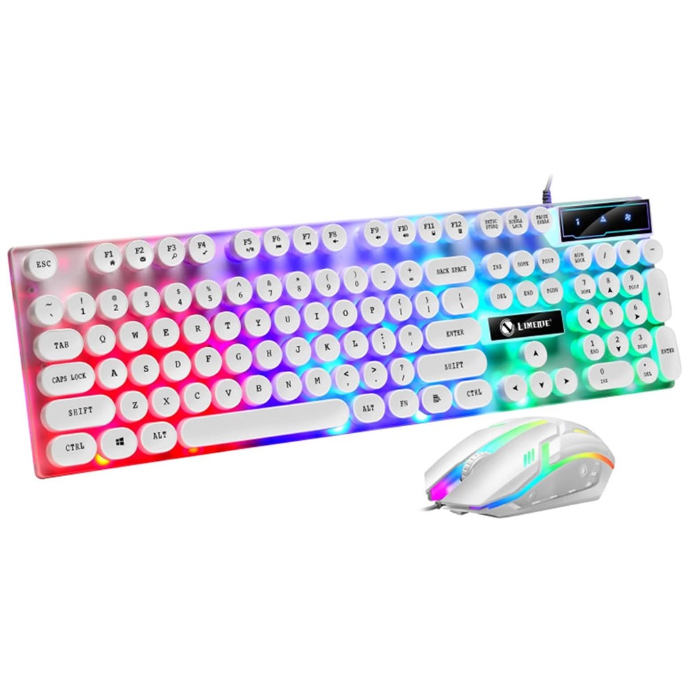 Wired LED RGB Gaming Keyboard & Mouse Combo, Punk Retro, Mechanical Feeling