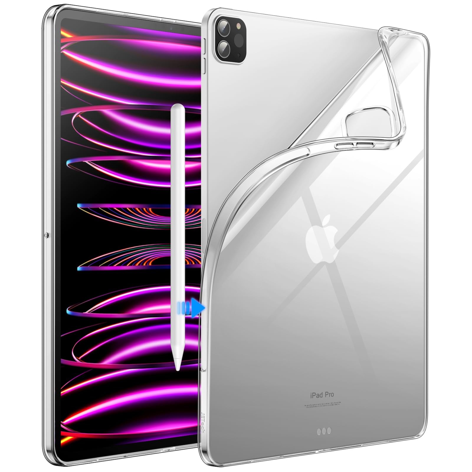 JETech Clear Case for iPad Pro 12.9" 6th/5th Gen (2022/2021), Clear