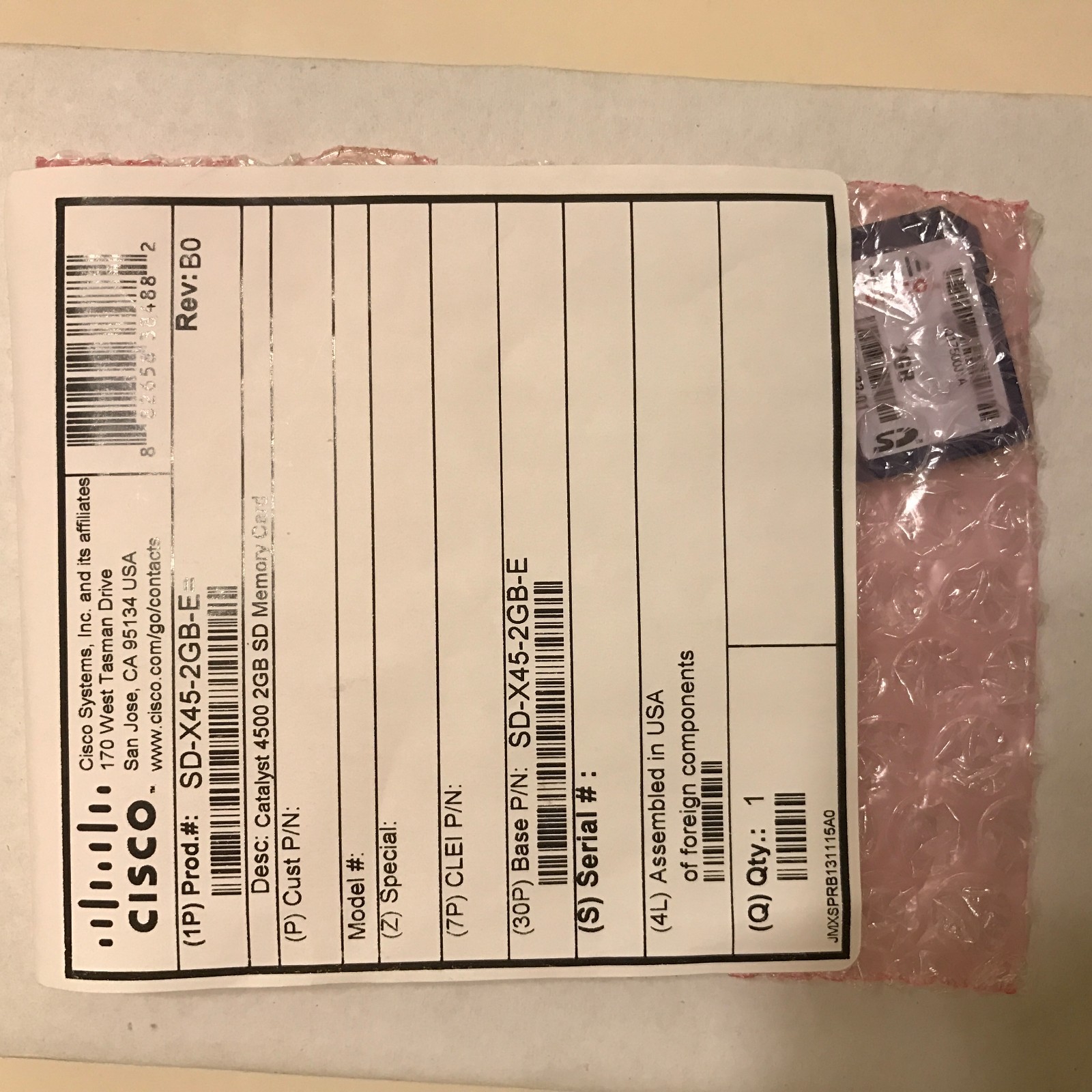 NEW  SD-X45-2GB-E CISCO Catalyst 4500 2GB SD Memory Card for WS-X45-SUP8-E  Qty 
