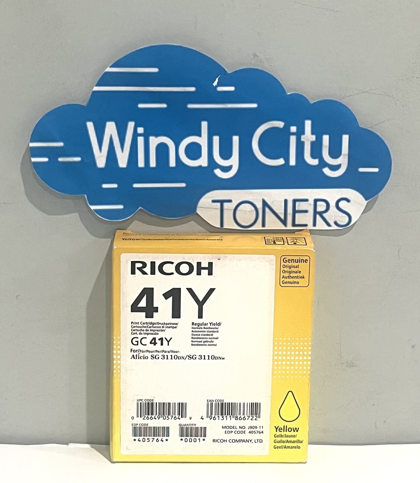 Ricoh 405764 41Y Yellow Ink Cartridge For Aficio SG 3110DN SG 2110N Genuine  NEW