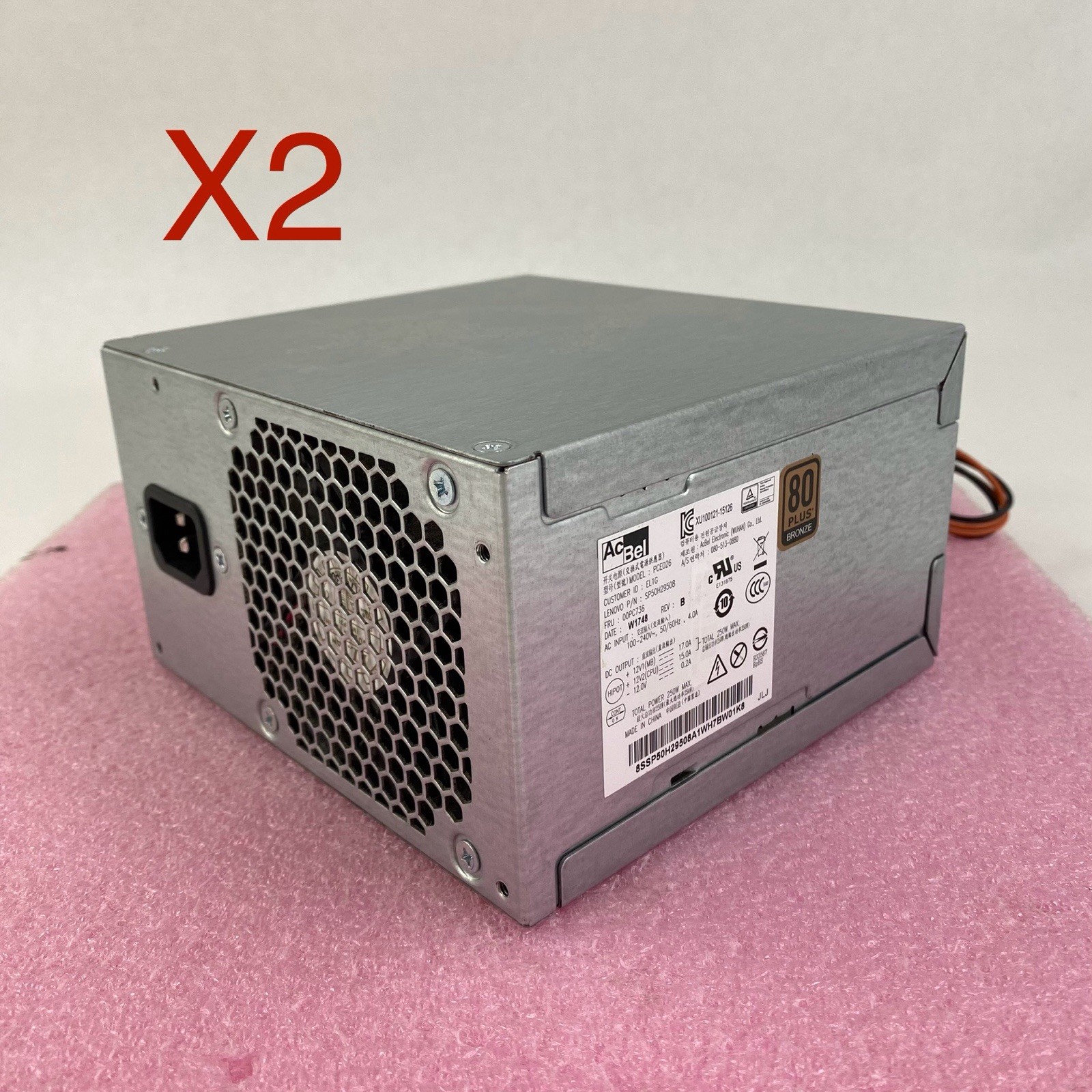 ACBel PCE026 250W 10 & 4 Pin Power Supply No Power Cord Lot of 2