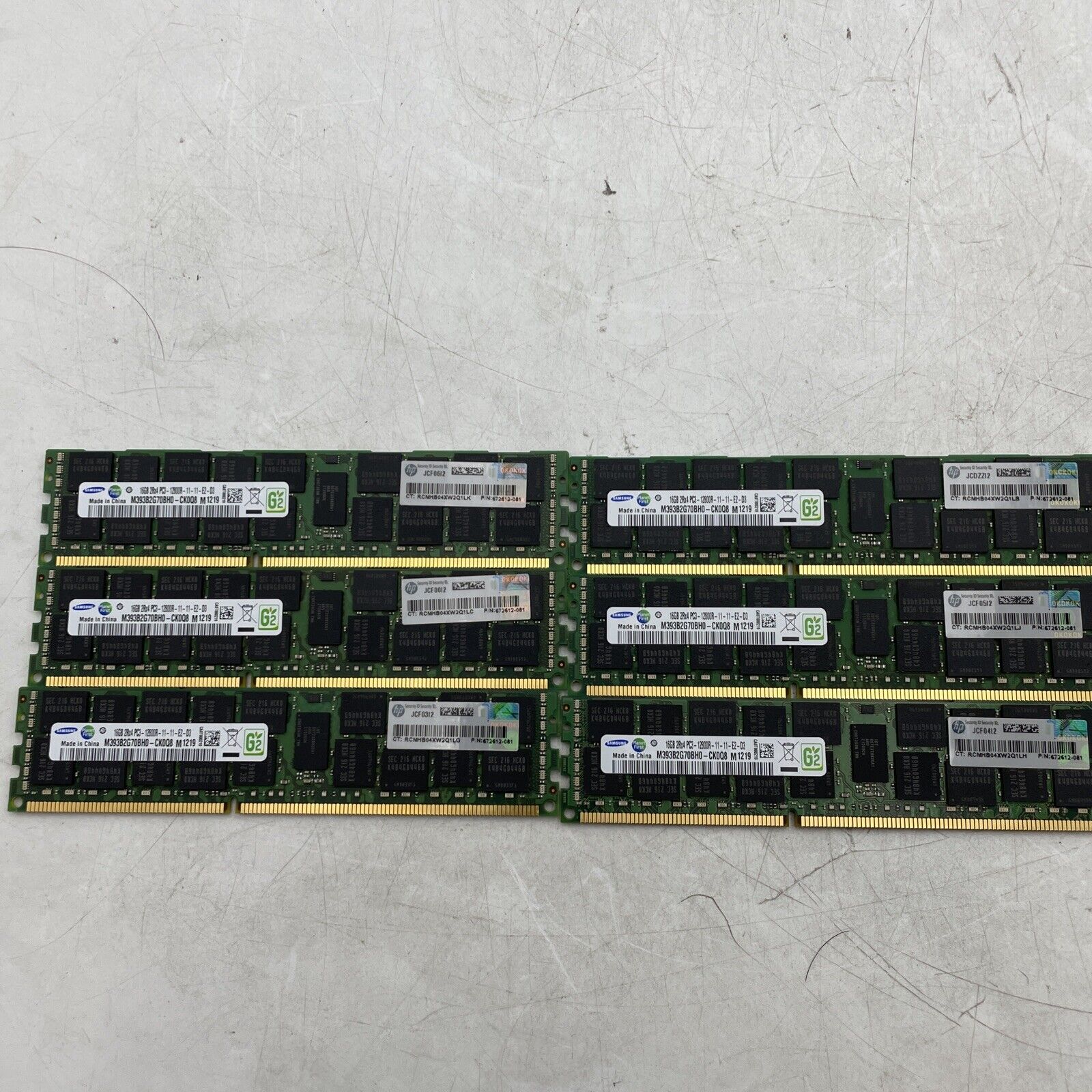 LOT OF 6 PC3-12800R DDR3 2Rx4 REG ECC Samsung M393B2G70BH0 MWRL2G