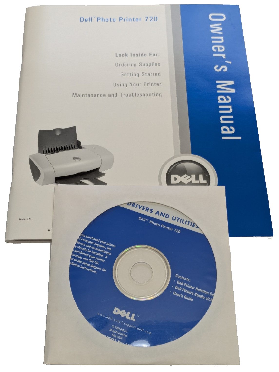 Original Dell Photo Printer 720 Owner's Manual & Driver And Utilities Install CD