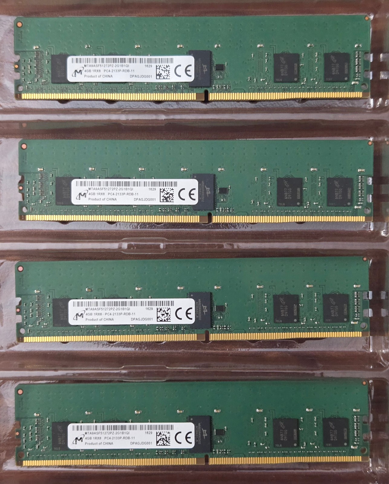 16GB (4X Lot) Micron 4GB 1Rx8 PC4-2133P ECC Server Memory MTA9ASF51272PZ