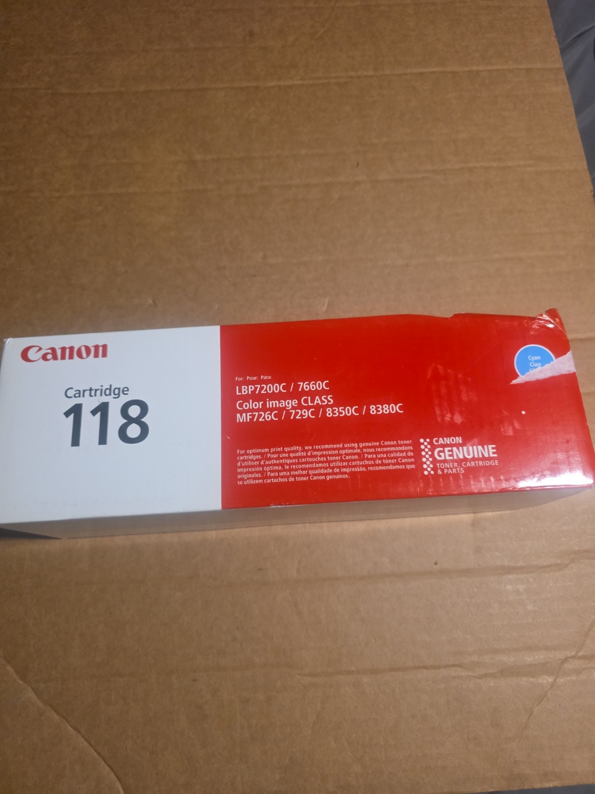Genuine Canon 118 Yellow 2659B001[AA] Toner Cartridge Damage Box