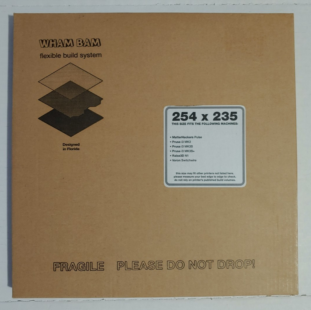 Wham Bam Flexible Build System 254x235mm for Prusa I3 MK3/S or MK4/S PEX Plate