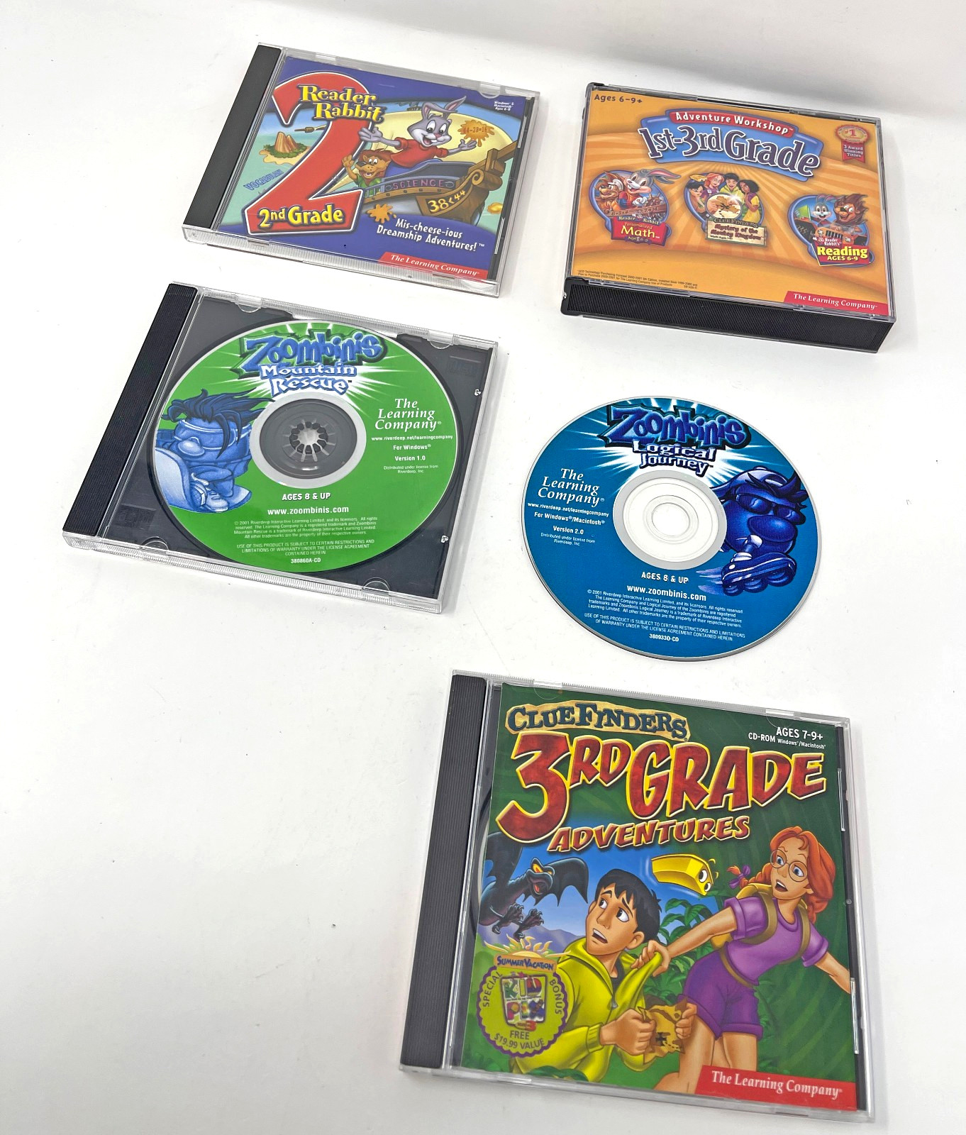 The Learning Company CD-ROM Lot Reader Rabbit Clue Finders Zombinis Used