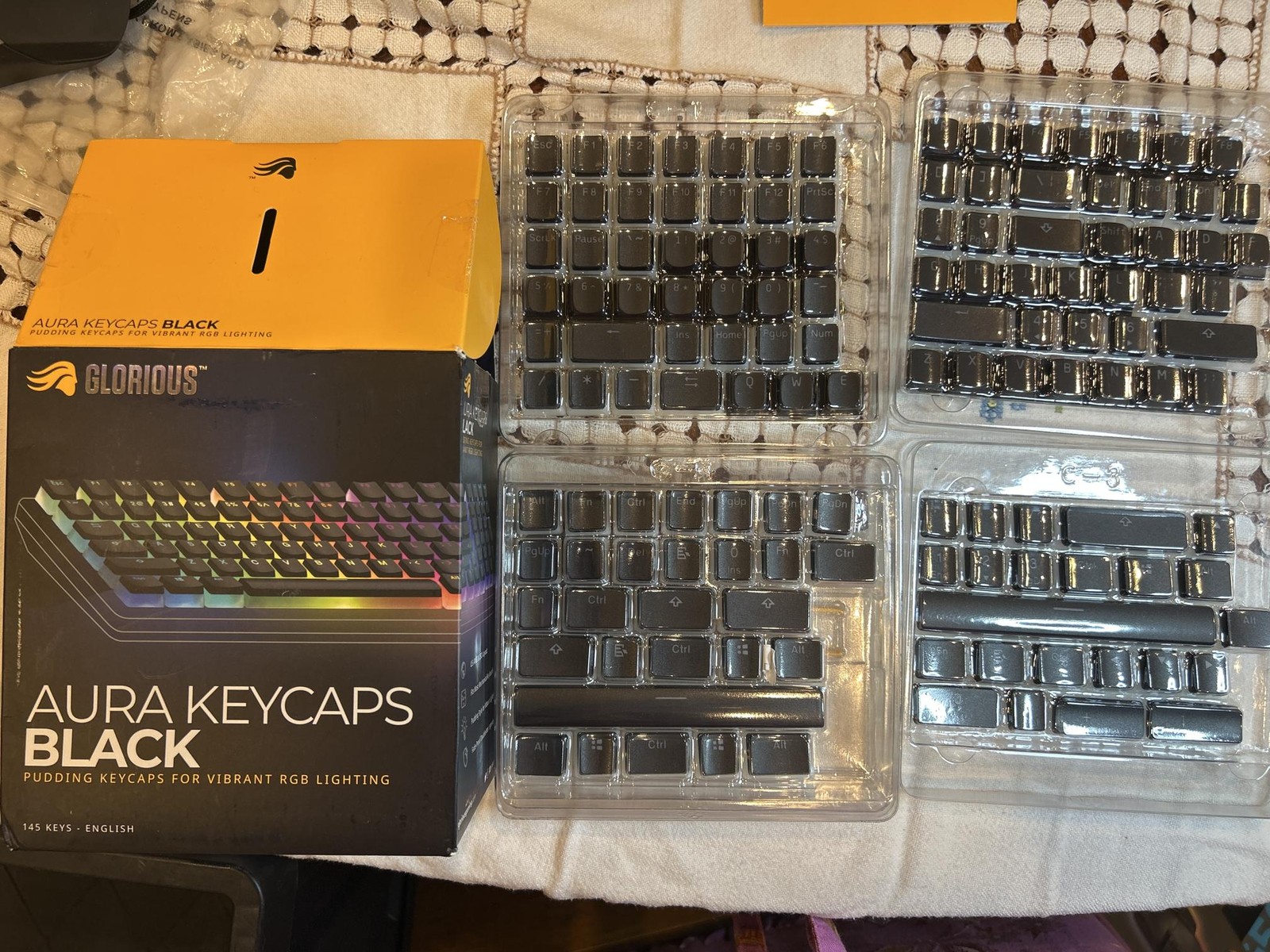 Glorious Aura V2 (Black) - PBT Pudding Keycaps for Mechanical Keyboards - ANSI (