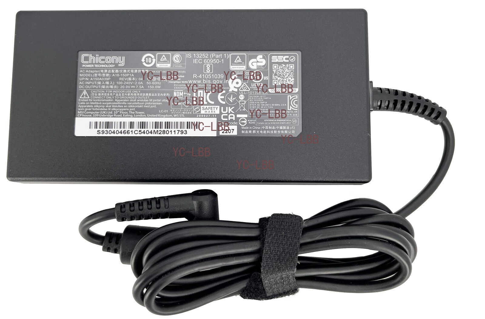 Chicony 150W 20V 7.5A AC Adapter MSI Katana GF76 11UC-609AU 4.5*3.0 Charger