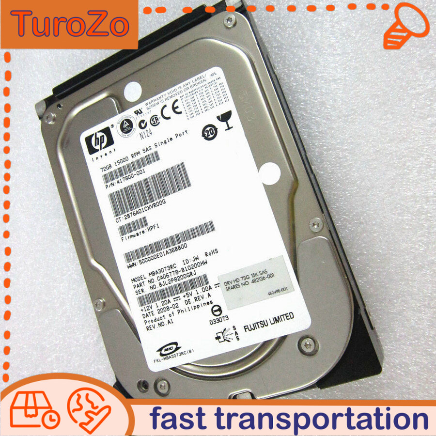 417800-001 HP Workstation Hard Disk MBA3073RC 72G 15K SAS 482136-001