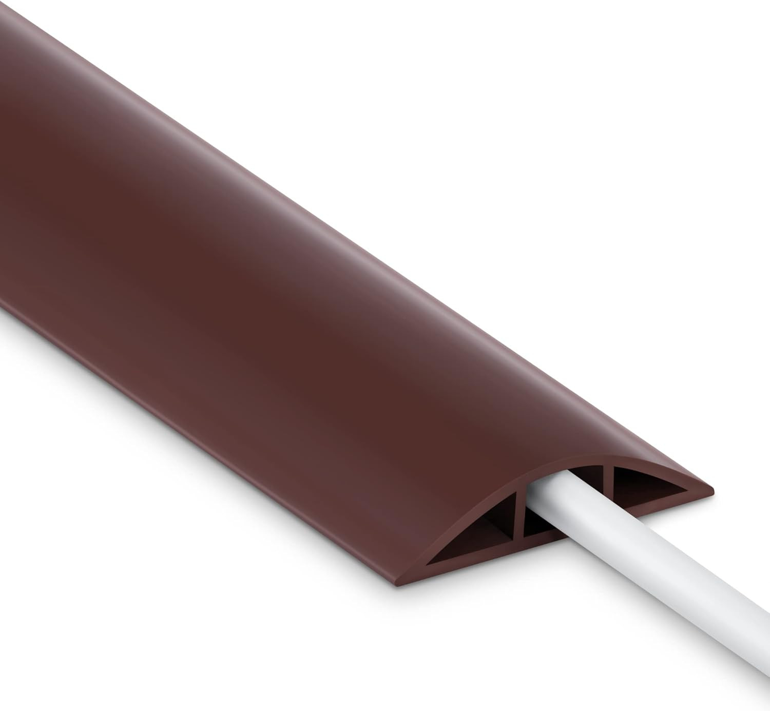 4FT Brown Floor Cord Cover, Soft PVC Cable Protector for Extension Cords