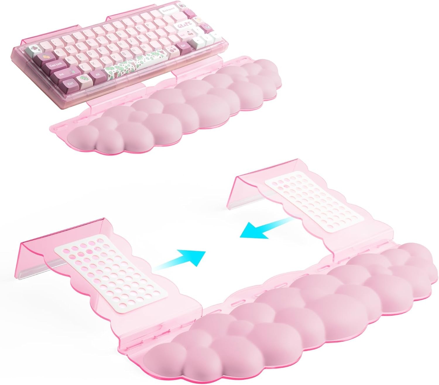 Ergonomic Keyboard Wrist Rest,Adjustable Tilt Stand Combo,Pink Acrylic Cloud ...