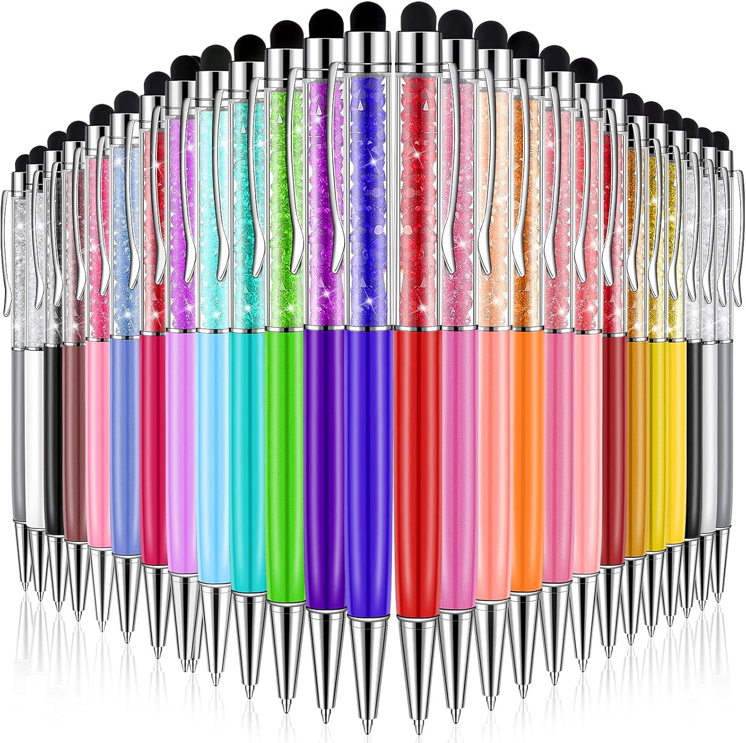 26 Pcs Crystal Stylus Ballpoint Pens for Capacitive Stylus 2-In-1 Glitter Spa...