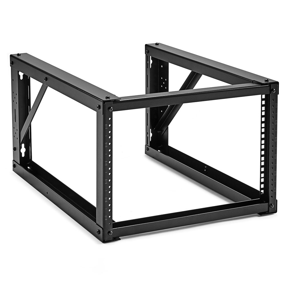 NavePoint 6U Wall-Mount Open Frame Network Rack 24.81 Inch Depth, AV Rack, Black