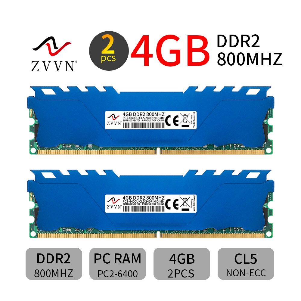 8GB 2x 4GB DDR2 800MHz PC2-6400U CL5 intel DIMM Desktop Upgrade Memory ZVVN LUS