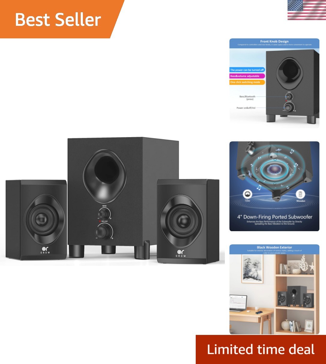 Computer Speakers PC Speaker with Subwoofer Wireless Bluetooth