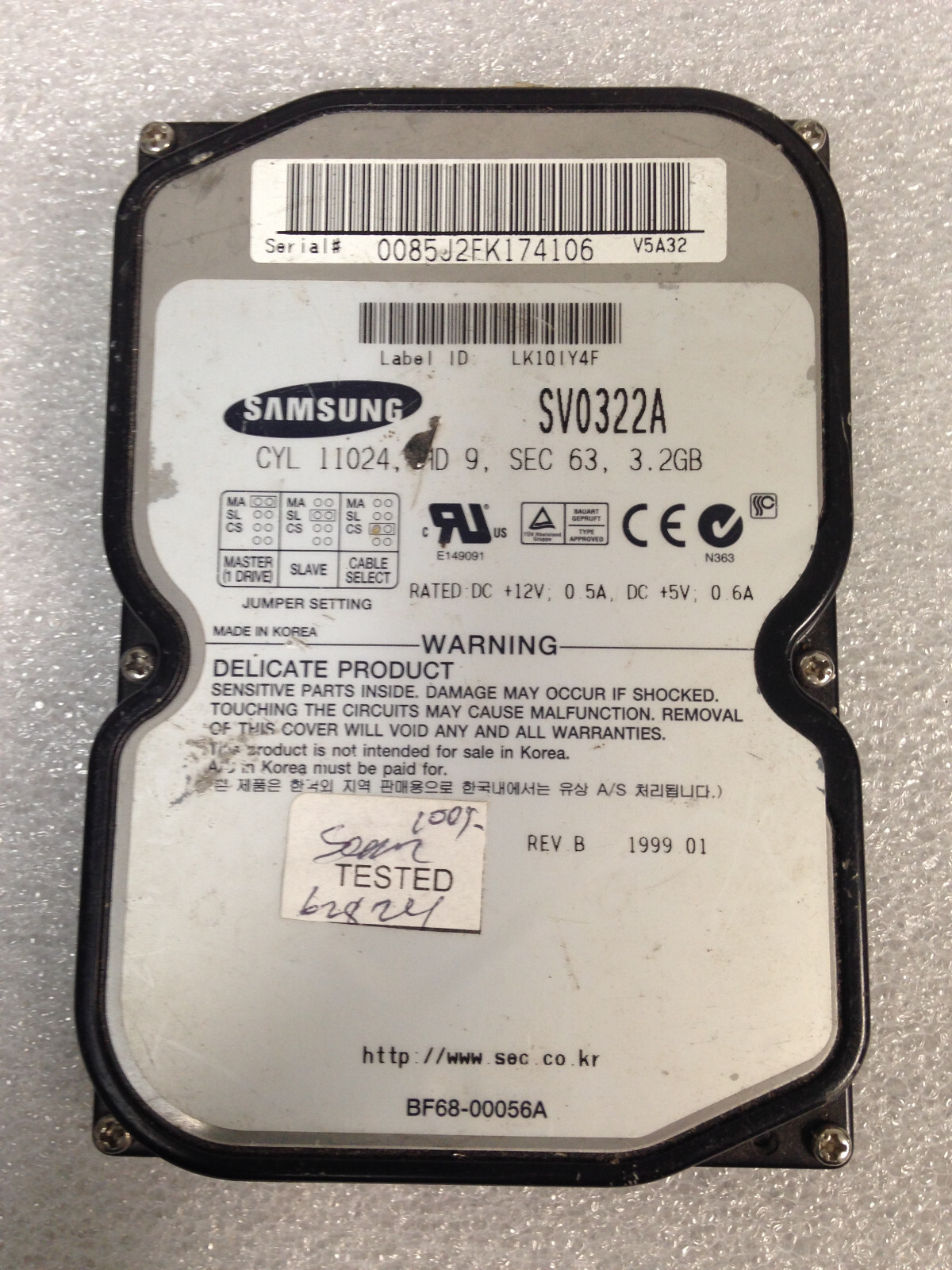 Samsung SV0322A 3.2 GB IDE V5A32 Hard Drive Tested