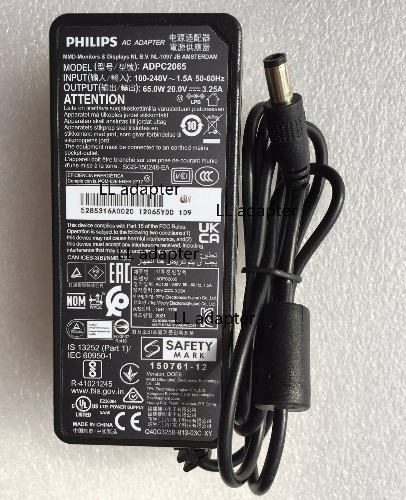 New Original Philips 275E1/275E1S/275E1E LCD monitor ADPC2065 65W 20V AC Adapter