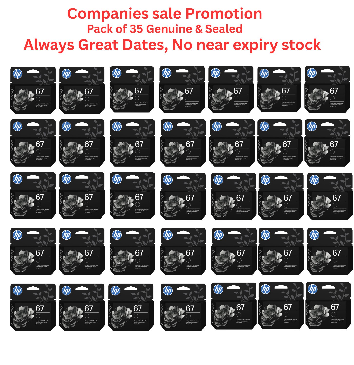 35 Pack HP 67 Black Original Ink Cartridge, ~4200 pages, 3YM56AN-LIMITED OFFER