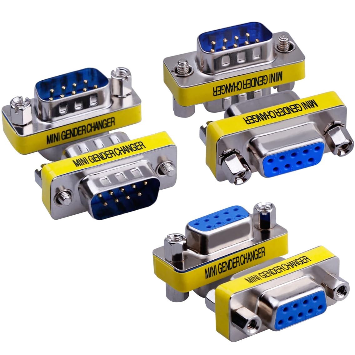 6-Pack 9Pin RS232 Serial Cable DB9 Male to Male/Female to Female Mini Gender Cha