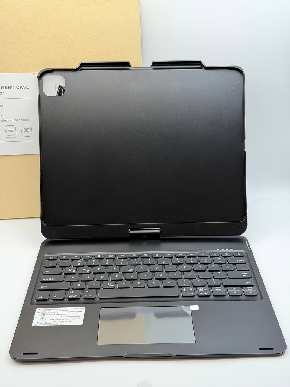 BABG Keyboard Case for iPad Air 13 Pro 13/12.9 Rotating Backlit Black