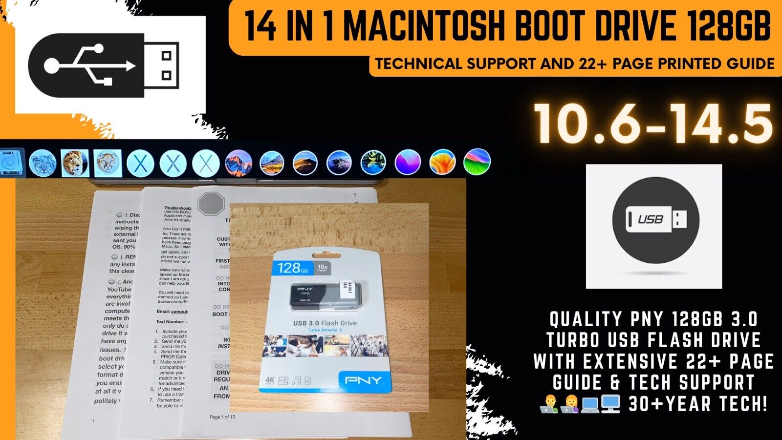 14 In 1 Mac Bootable USB Flash Drive 128GB For Macintosh Computers