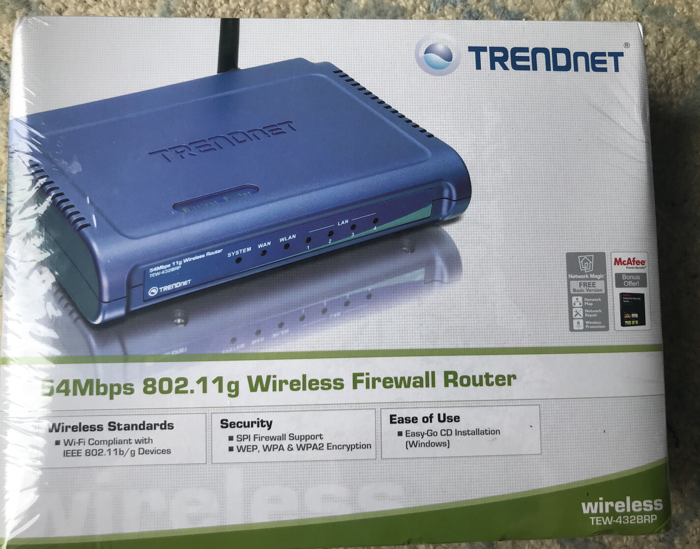 TRENDnet TEW-432BRP 54 Mbps 4-Port 10/100 Wireless G Router New In Box