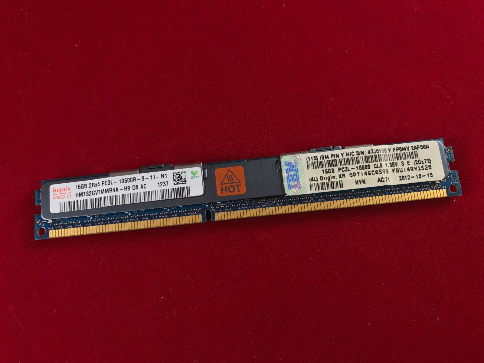 IBM 16GB Memory 46C0599 10600R 1333Mhz 1.35v 2rx4  49Y1528 