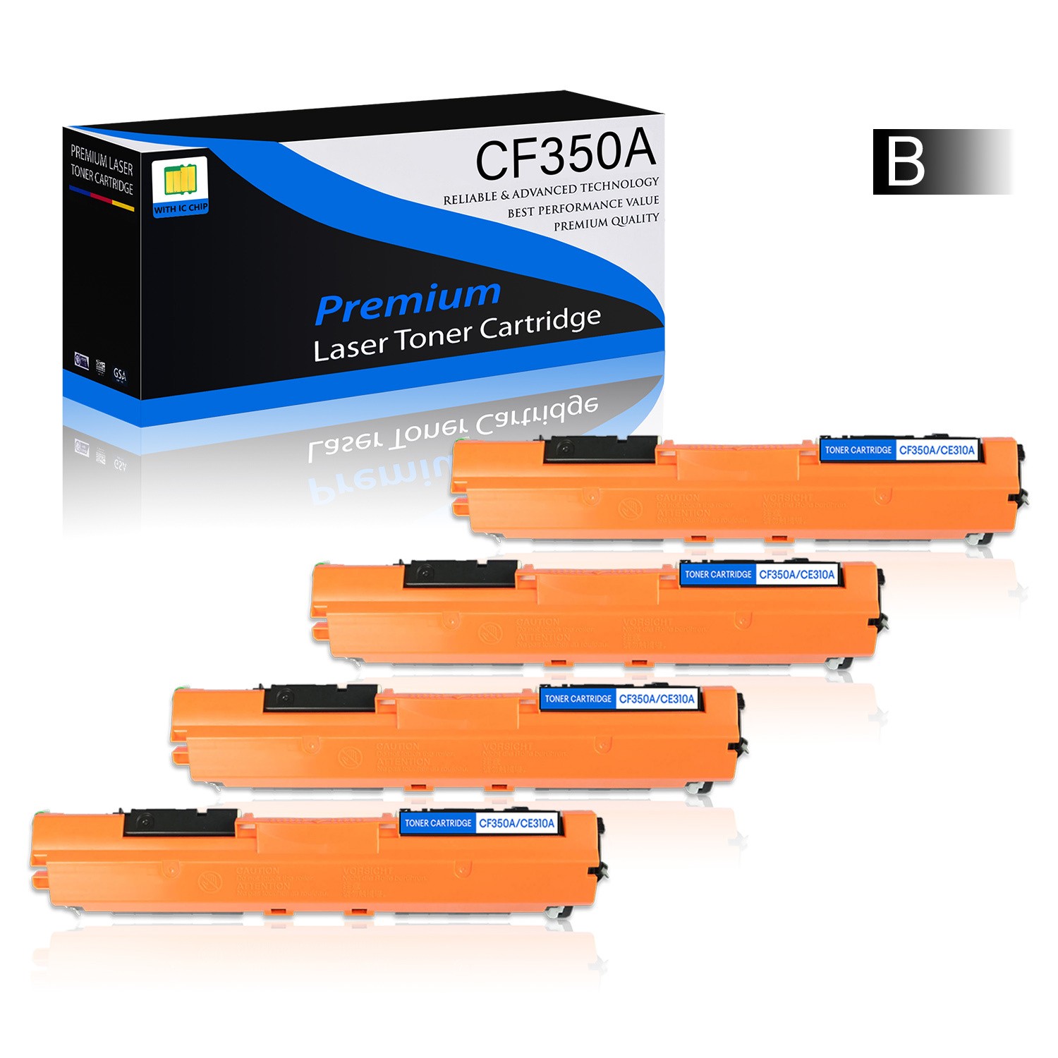 4 PK CF350A 130A Black High Yield Toner Cartridges Compatible For HP MFP M176N