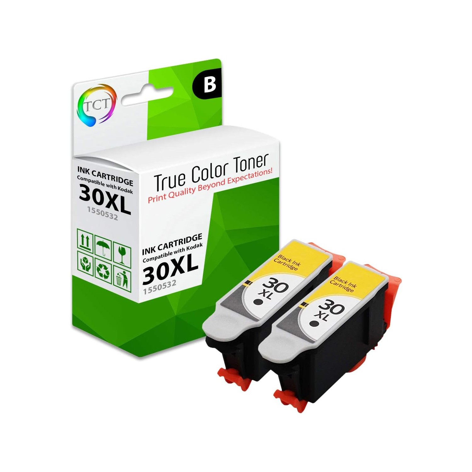 2Pk TCT Compatible For Kodak 30XL Black ESP C310 C315 3.2 Hero 3.1 Ink Cartridge