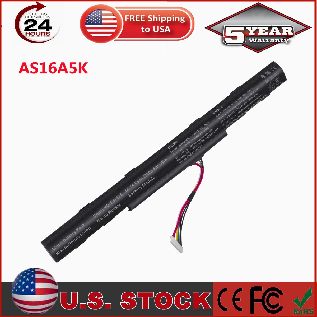 🔥AS16A8K AS16A5K Battery for Acer E5-475G 523G 553G 573G 575G 774G AS16A7K