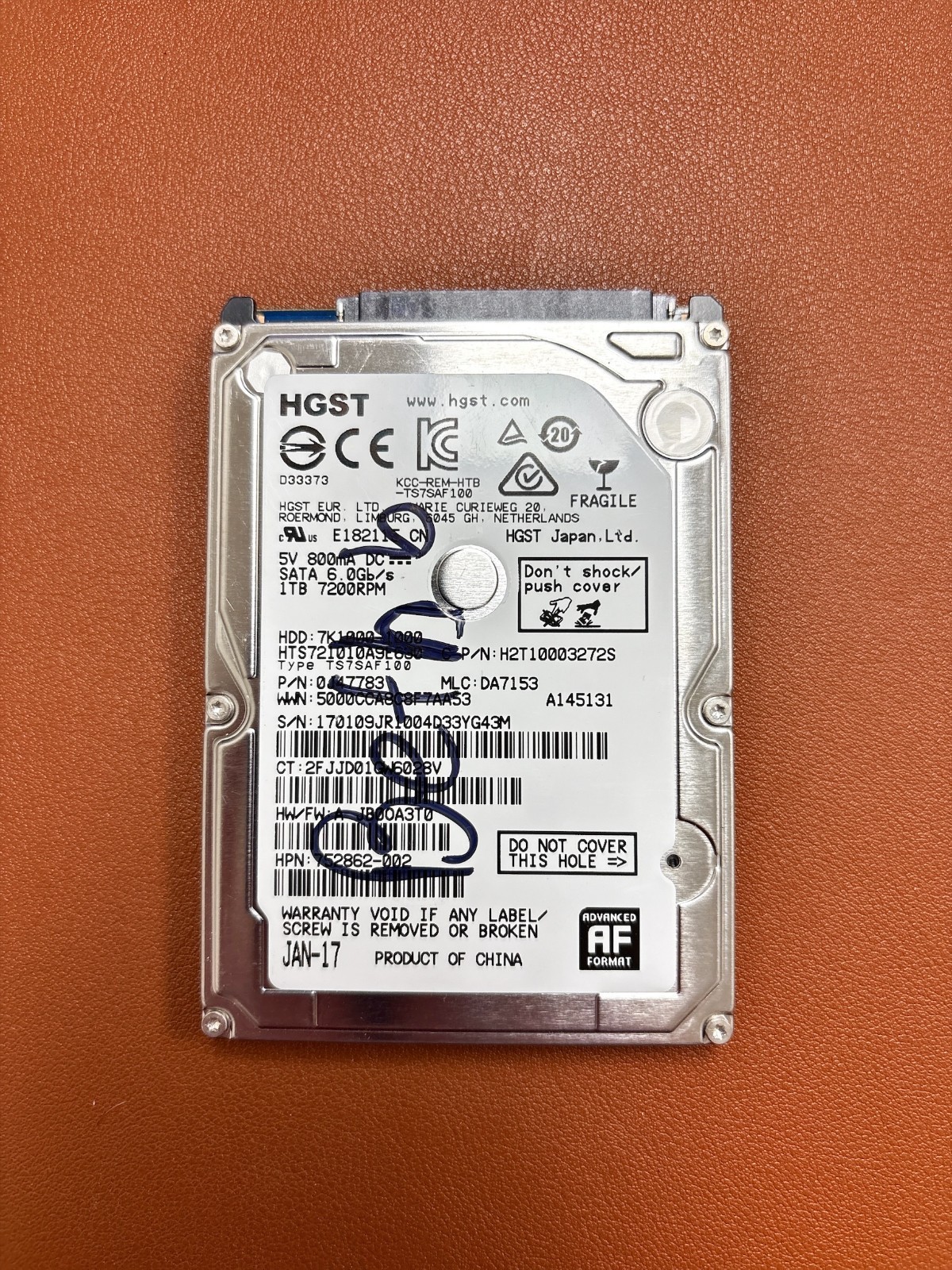 HGST HTS721010A9E630 1TB 2.5" SATA 7,200 RPM HDD - Tested Working