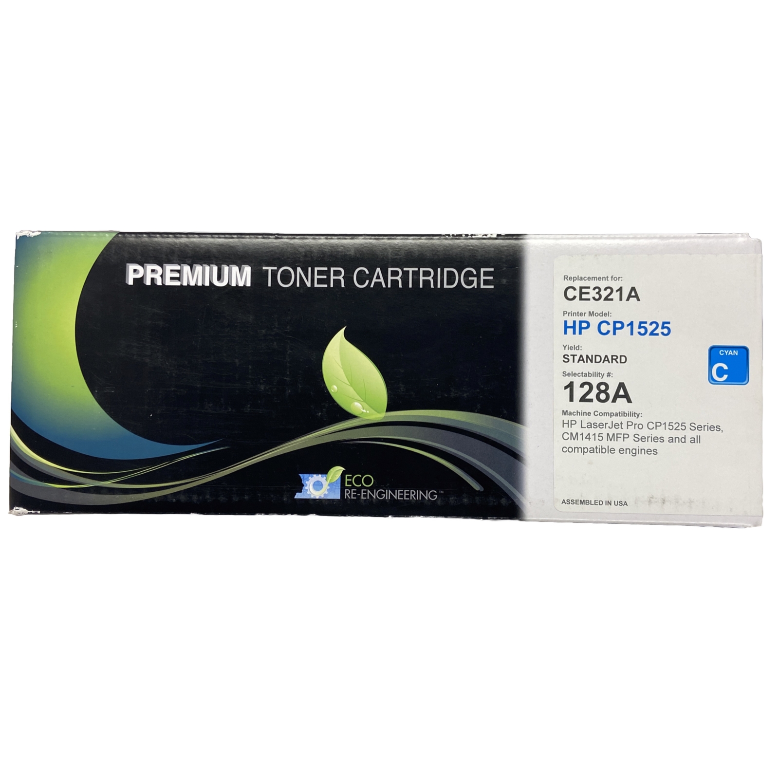 ECO RE-ENGINEERING Premium Toner Cartridge CE321A HP CP1525 Cyan Laserjet 128A