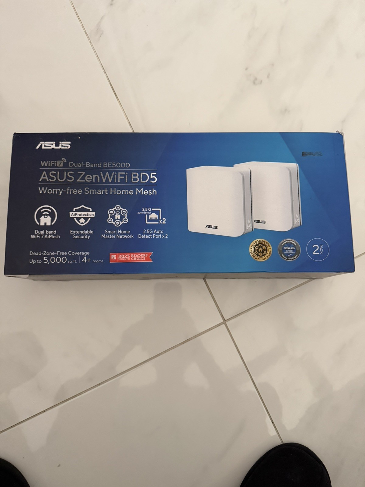 ASUS ZenWiFi BD5 WiFi 7 Dual-Band Mesh Router System 5000Mbps 2-Pack, White