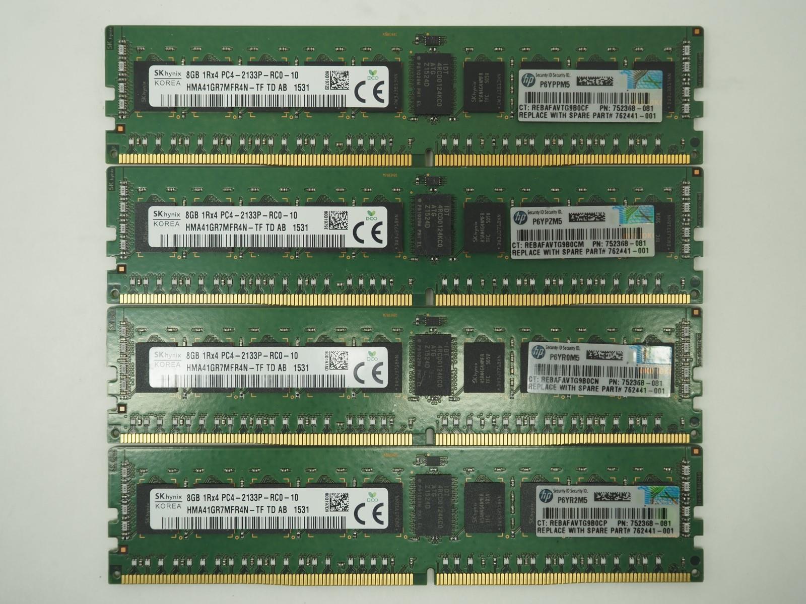 Lot of 4 SK HYNIX 8GB PC4-2133P Server Ram / ECC Memory -HMA41GR7MFR4N- TF TD AB