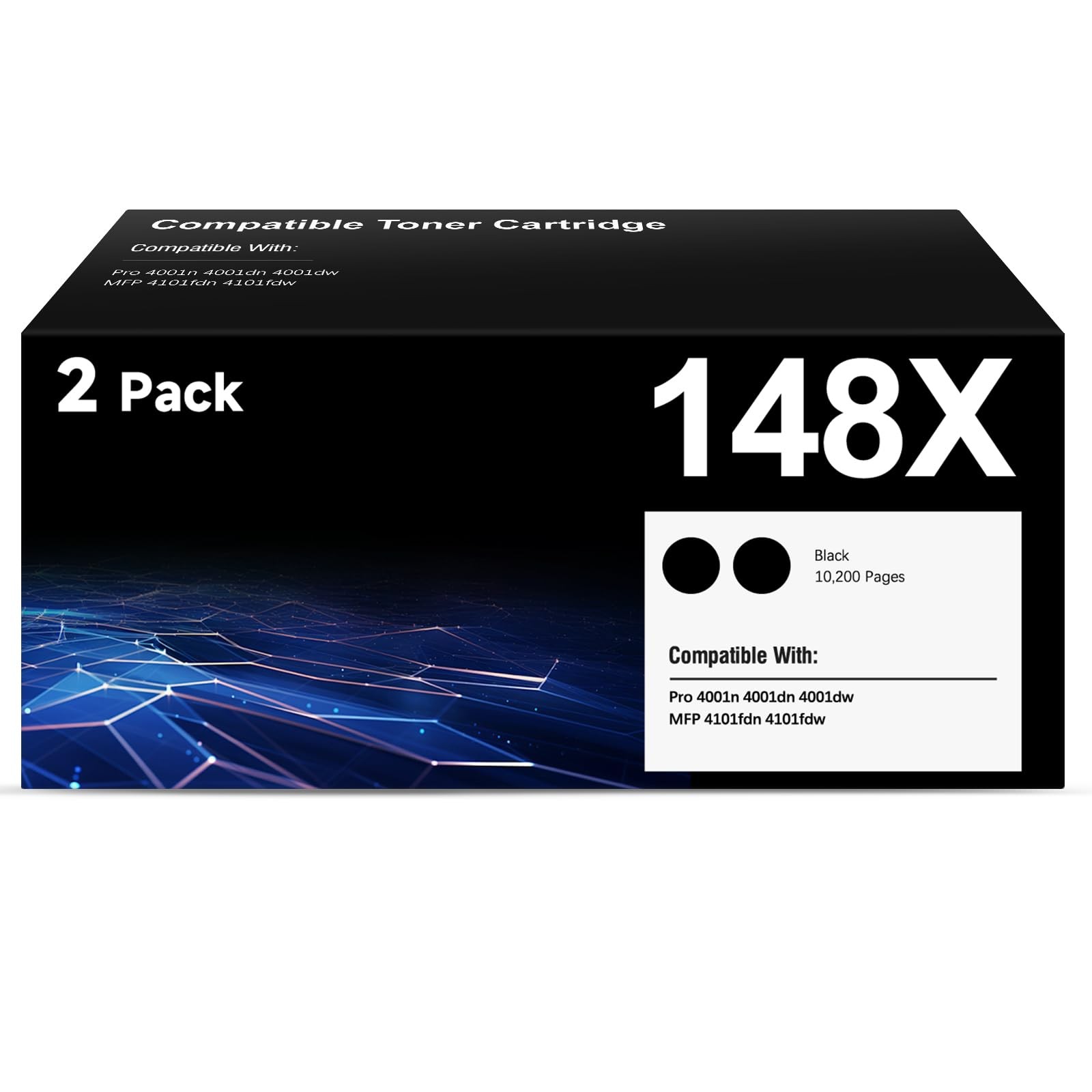 148X Toner Cartridges High Yield (2-Pack) Compatible 2-Pack, Black