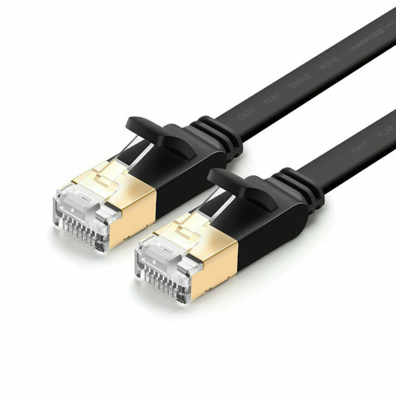 [Ultra-Speed]Flat Cat 7 6FT 10FT 25FT 50FT 75FT 100FT Ethernet Cable Cord  Black