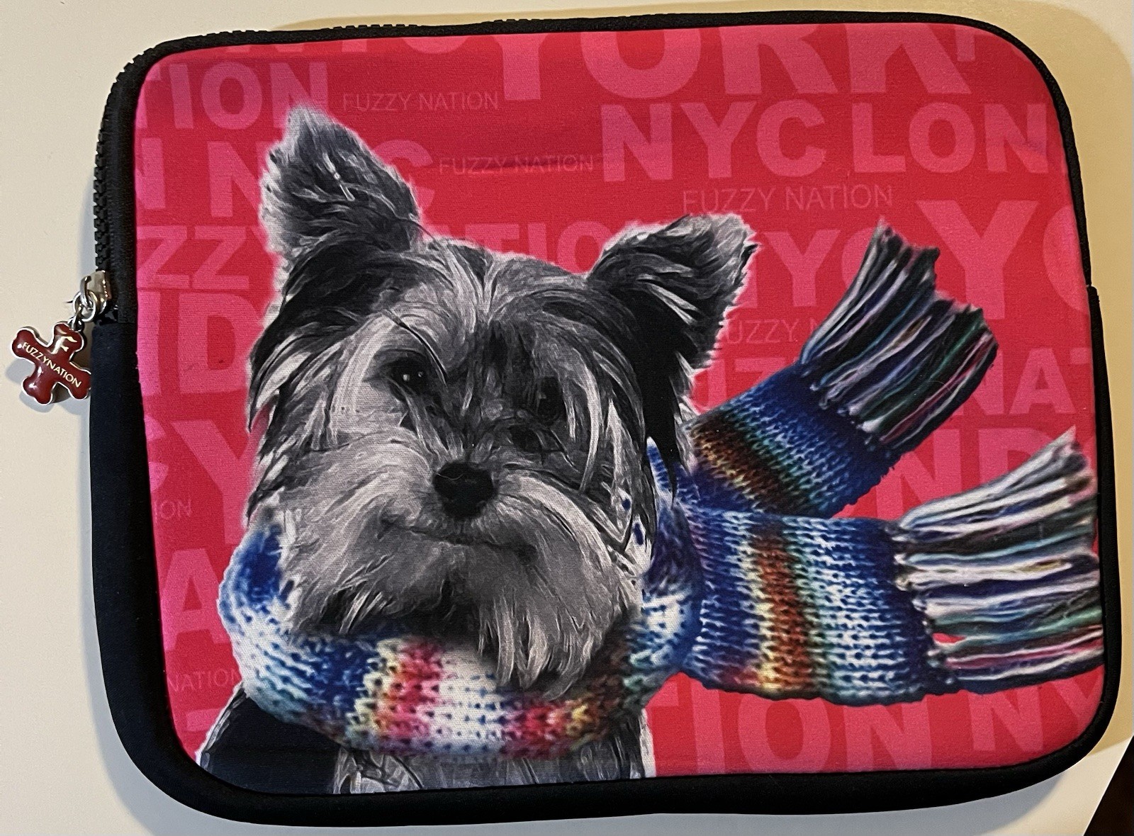 Fuzzy Nation Yorky Tablet iPad Case Protective Cover Padded, Zipper, no tag