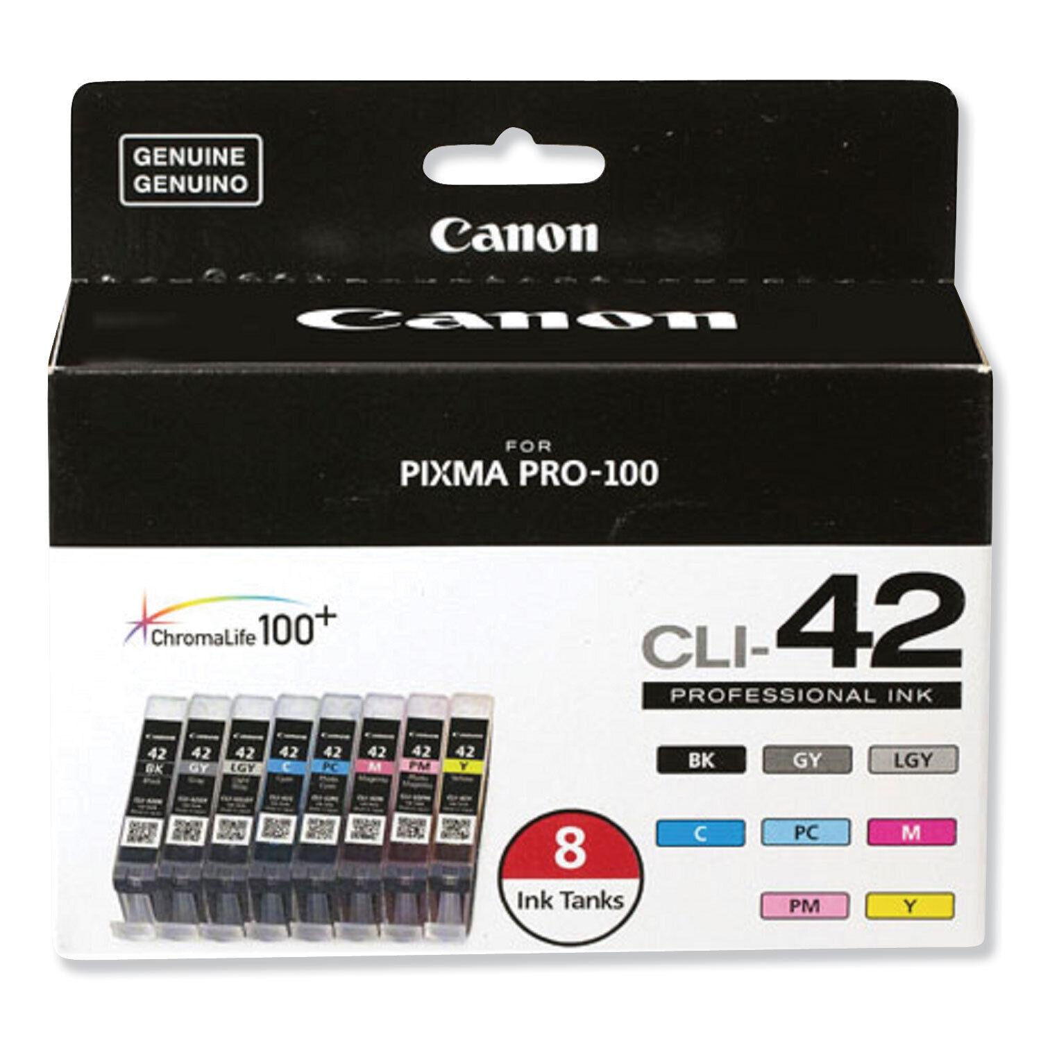 Canon 6384B007 (CLI-42) ChromaLife100+ Ink, Black; Cyan; Magenta; Yellow; Photo