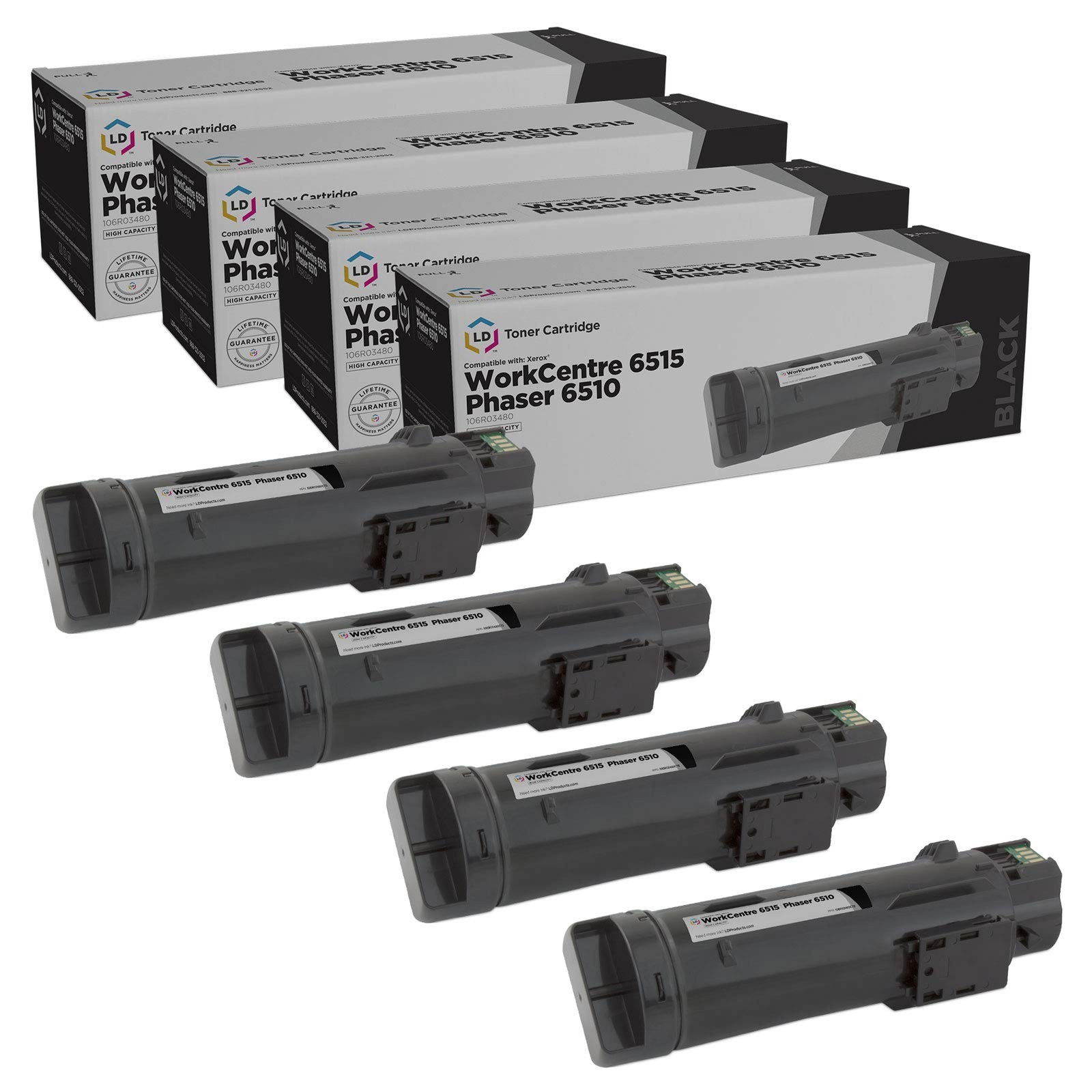 Compatible Toner for Xerox Phaser 6510 & WorkCentre 6515 106R03480 HY (B, 4-Pk)