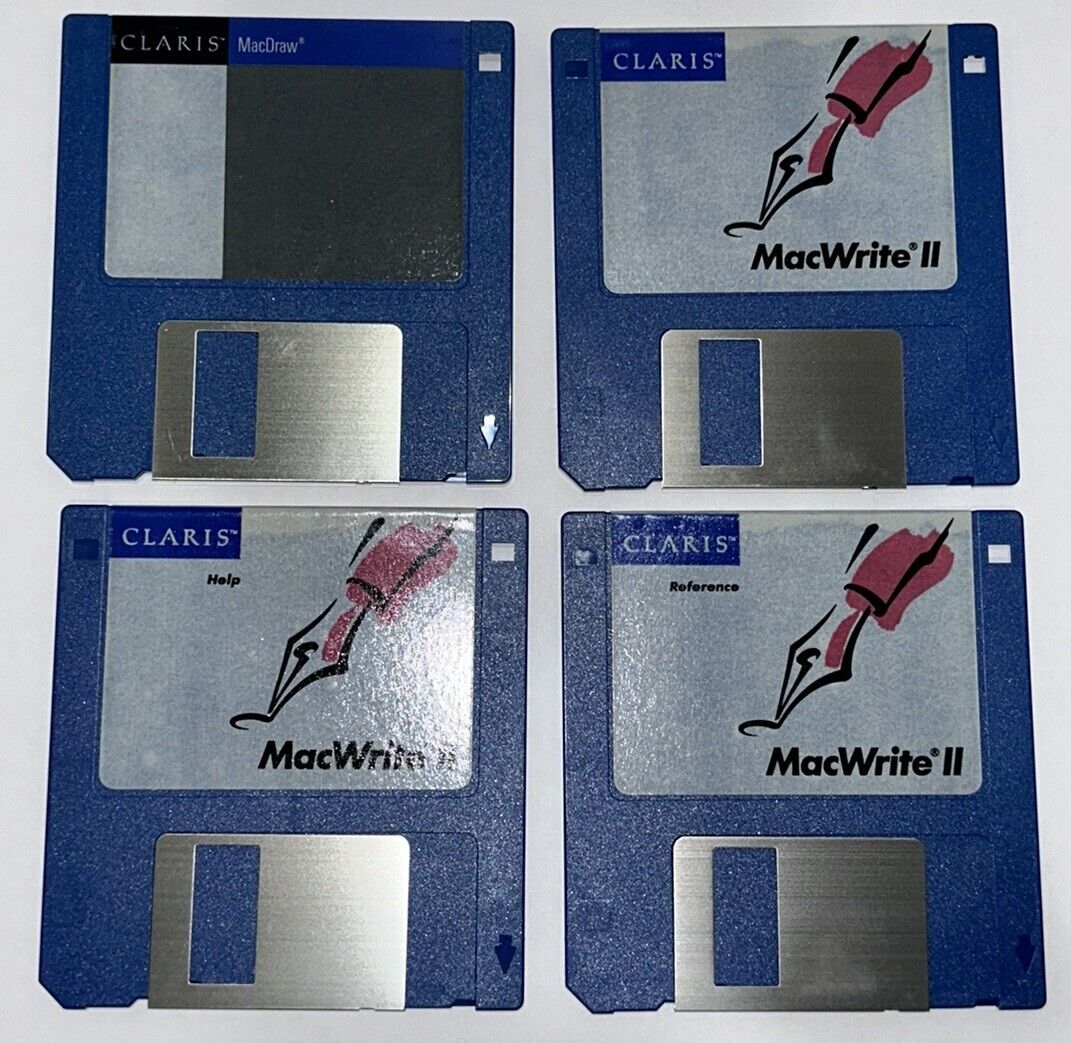 Vintage CLARIS MacWrite II for Mac Floppy Disks