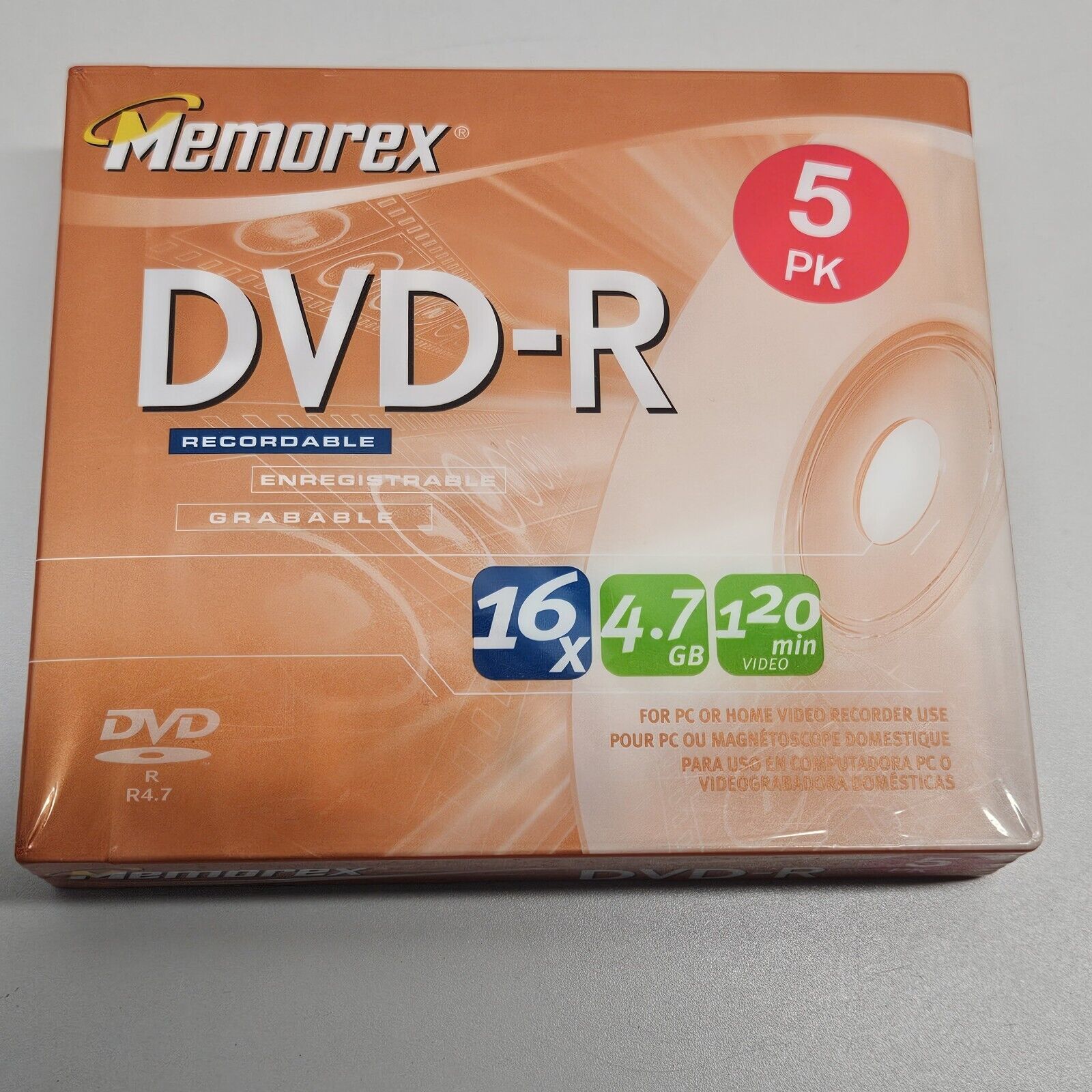 Memorex DVD-R Recordable Discs 5 Pack Blank 16X, 4.7 GB, 120 Min, DVD R 