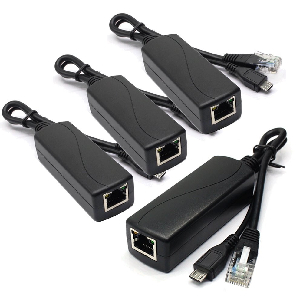 4 Pack Active 5V 2.4A PoE Splitter Micro USB 48V To 5V Adapter Raspberry Pi