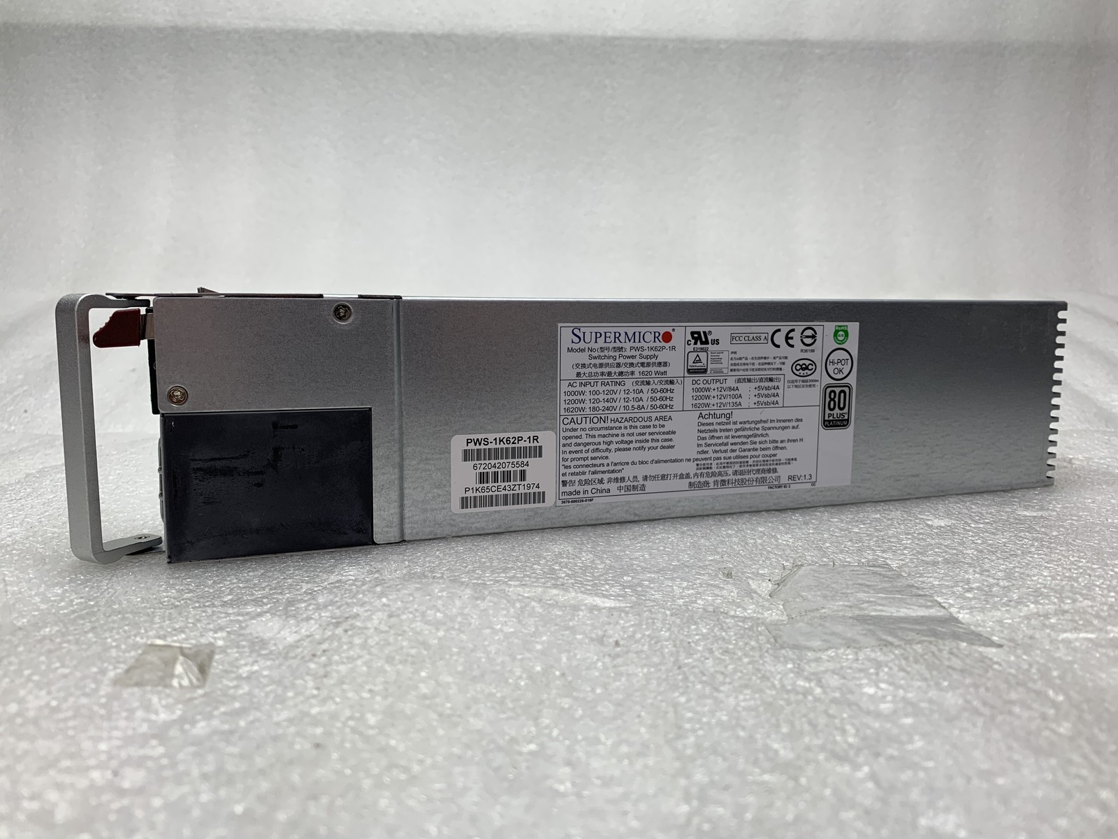 Supermicro PWS-1K62P-1R 1620W Hot Swap 1U Server Power Supply PSU