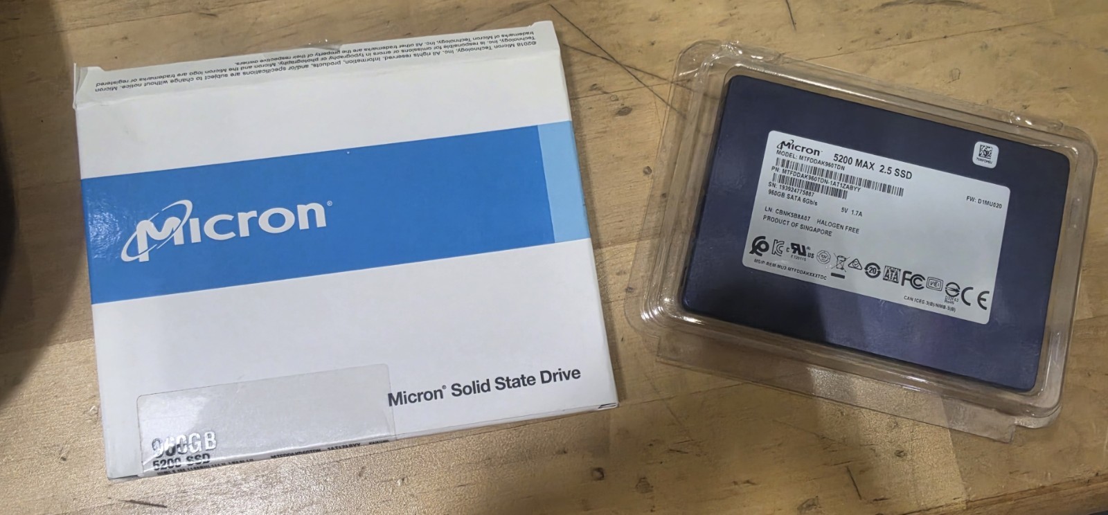 Micron 5200 MAX 960GB 2.5" Enterprise SATA SSD, New Open Box