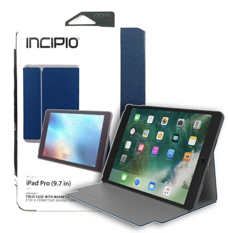 Incipio Faraday Folio Stand With Magnetic Closure Case IPad Pro 9.7 In Navy Blue